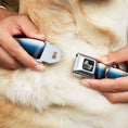 Load image into Gallery viewer, Dog Bone Seatbelt Buckle Collar - Transitioning Dots White/Blue/Black