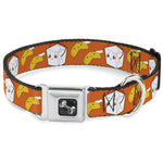 Dog Bone Seatbelt Buckle Collar - Take Out/Fortune Cookies Orange