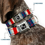 Dog Bone Seatbelt Buckle Collar - Tartan Plaid Khaki/Blues/Red