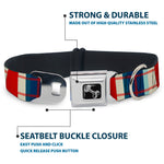 Dog Bone Seatbelt Buckle Collar - Tartan Plaid Khaki/Blues/Red