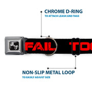 Dog Bone Seatbelt Buckle Collar - TOO EPIC TO FAIL Weathered Black/Red