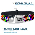 Load image into Gallery viewer, Buckle-Down Seatbelt Buckle Dog Collar - TASTE MY RAINBOW Black/Multi Color