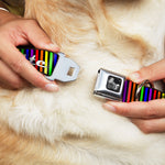 Buckle-Down Seatbelt Buckle Dog Collar - TASTE MY RAINBOW Black/Multi Color