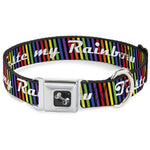 Buckle-Down Seatbelt Buckle Dog Collar - TASTE MY RAINBOW Black/Multi Color