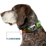 Dog Bone Seatbelt Buckle Collar - Tropical Flora Greens/Reds/Gold