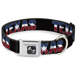 Dog Bone Seatbelt Buckle Collar - TEXAS w/Star Black/White/Blue/Red