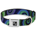 Load image into Gallery viewer, Dog Bone Seatbelt Buckle Collar - Tie Dye Swirl Green/Blue/Purple