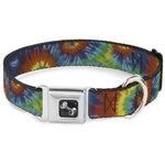 Dog Bone Seatbelt Buckle Collar - Tie Dye Swirl Multi Color