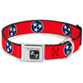 Load image into Gallery viewer, Dog Bone Seatbelt Buckle Collar - Tennessee Flag Stars Red/White/Blue