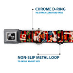 Dog Bone Seatbelt Buckle Collar - Top Hat Pin Up Girl/Poker Chips Vertical Stripes Red/Black