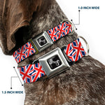 Dog Bone Seatbelt Buckle Collar - United Kingdom Flags Diagonal
