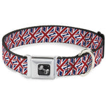 Dog Bone Seatbelt Buckle Collar - United Kingdom Flags Diagonal