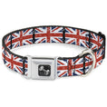 Load image into Gallery viewer, Dog Bone Seatbelt Buckle Collar - United Kingdom Flags Weathered