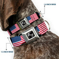 Load image into Gallery viewer, Dog Bone Seatbelt Buckle Collar - United States Flags