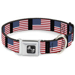 Dog Bone Seatbelt Buckle Collar - United States Flags