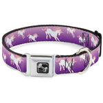Dog Bone Seatbelt Buckle Collar - Unicorn Sparkles Purple/Pink