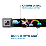 Dog Bone Seatbelt Buckle Collar - Unicorns/Rainbows/Stars Black