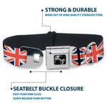 Dog Bone Seatbelt Buckle Collar - United Kingdom Flags