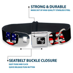 Dog Bone Seatbelt Buckle Collar - USA w/Star Black/US Flags