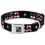 Dog Bone Seatbelt Buckle Collar - USA w/Star Black/US Flags