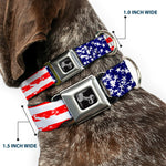 Dog Bone Seatbelt Buckle Collar - United States Flags CLOSE-UP Weathered