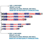 Dog Bone Seatbelt Buckle Collar - United States Flags CLOSE-UP Weathered