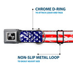 Dog Bone Seatbelt Buckle Collar - United States Flags CLOSE-UP Weathered