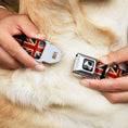 Load image into Gallery viewer, Dog Bone Black/Silver Seatbelt Buckle Collar - United Kingdom Flags Vintage Black