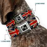 Dog Bone Seatbelt Buckle Collar - United Kingdom Flags Distressed Painting