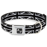 Dog Bone Seatbelt Buckle Collar - Union Jack Distressed Black/White