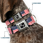 Dog Bone Seatbelt Buckle Collar - United States Flags Weathered/Black