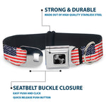 Dog Bone Seatbelt Buckle Collar - United States Flags Weathered/Black