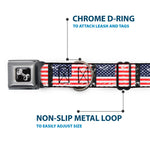 Dog Bone Seatbelt Buckle Collar - United States Flags Weathered/Black