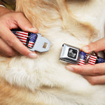 Dog Bone Seatbelt Buckle Collar - United States Flags Weathered/Black