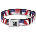 Dog Bone Seatbelt Buckle Collar - United States Flags Weathered/Black