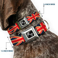 Load image into Gallery viewer, Dog Bone Black/Silver Seatbelt Buckle Collar - United Kingdom Flag Continuous Vintage