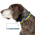 Dog Bone Black/Silver Seatbelt Buckle Collar - Ukraine Flag Continuous