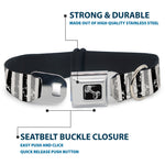 Dog Bone Seatbelt Buckle Collar - Vertical Stripes White/Black/Gray