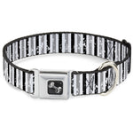 Dog Bone Seatbelt Buckle Collar - Vertical Stripes White/Black/Gray