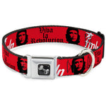 Dog Bone Seatbelt Buckle Collar - VIVA LA REVOLUCION Che w/fmln Red