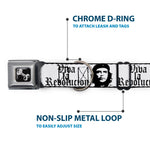 Dog Bone Seatbelt Buckle Collar - VIVA LA REVOLUCION Che White/Black