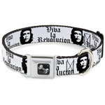 Dog Bone Seatbelt Buckle Collar - VIVA LA REVOLUCION Che White/Black