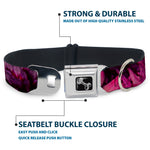 Dog Bone Seatbelt Buckle Collar - Vivid Floral Collage Pinks