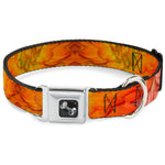 Dog Bone Seatbelt Buckle Collar - Vivid Floral Collage Orange-Pinks