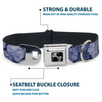 Dog Bone Seatbelt Buckle Collar - Vivid Floral Collage2 Blues