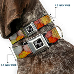 Dog Bone Seatbelt Buckle Collar - Vivid Floral Collage2 Yellows/Pinks/Oranges