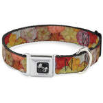 Dog Bone Seatbelt Buckle Collar - Vivid Floral Collage2 Yellows/Pinks/Oranges