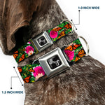 Dog Bone Seatbelt Buckle Collar - Vivid Monarch Butterfly Garden