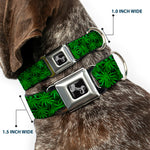Buckle-Down Seatbelt Buckle Dog Collar - Vivid Marijuana Leaves Stacked
