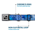 Dog Bone Seatbelt Buckle Collar - Vivid Floral Collage3 Blues/Purples